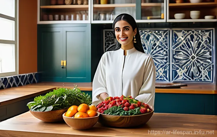 항노화 식품 - **Prompt 1: "Radiant Skin from the Kitchen"**
    A captivating, realistic photograph of a gracefull...