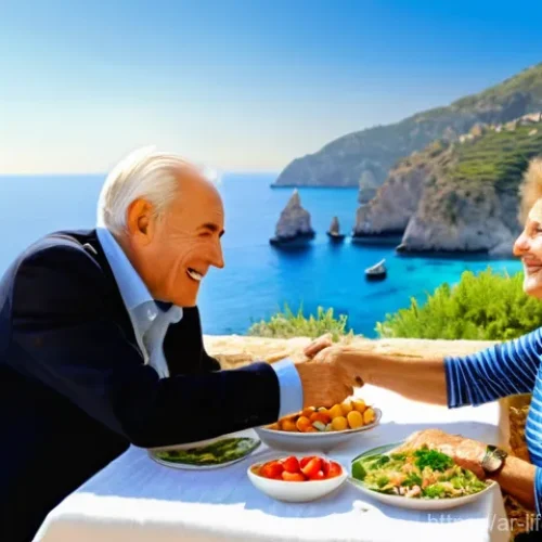 평균수명과 생명 연장 기술 - **Prompt 1: Mediterranean Serenity for Active Longevity**
    A vibrant, realistic photograph of a j...